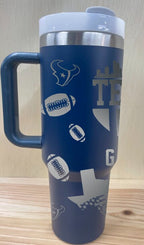 Houston Football Tumbler| Personalized 40 oz Stainless Steel Tumbler | Texan| NFL| | Stanley Dupe