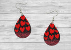 Valentines Red Heart Teardrop Earrings / Teardrop Dangle Earrings / Jewelry