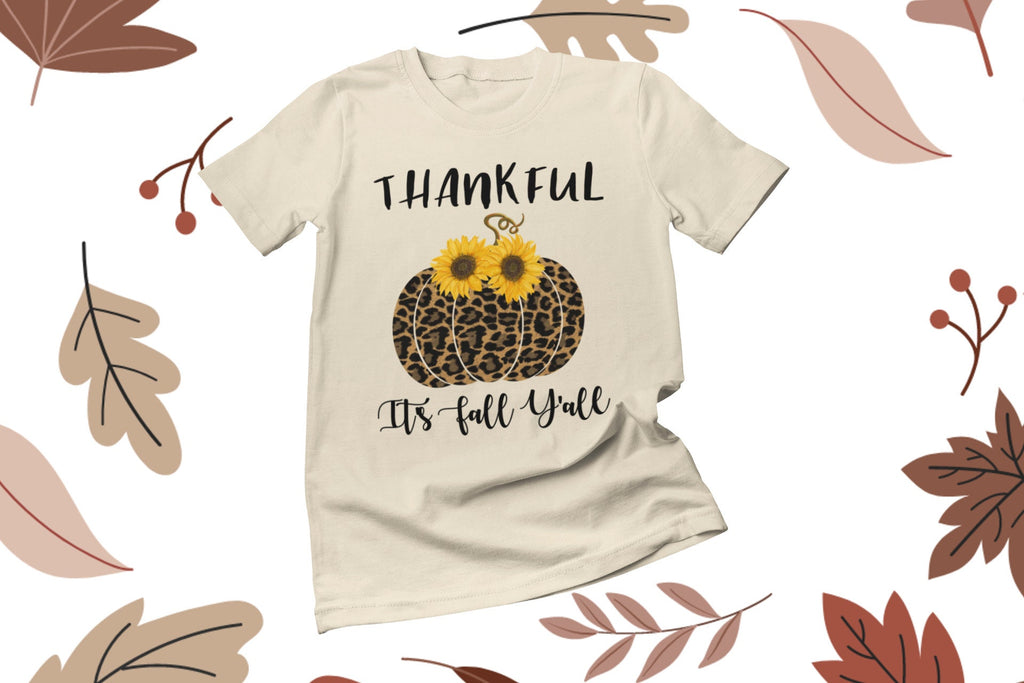 Thankful It’s Fall Y’all - Leopard Pumpkin & Sunflowers T-Shirt

🍂 Welcome Autumn in Style! 🍂

Celebrate the cozy vibes of fall with our "Thankful It’s Fall Y’all" t-shirt! This charming design features a trendy leopard-print pumpkin adorned with vibrant sunflowers, making it the perfect addition to your autumn wardrobe. Ideal for pumpkin patch visits, Thanksgiving gatherings, or simply enjoying a crisp fall day.
