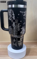 Galaxy War Tumbler, Star Jedi, millenium falcon Cup, Light saber, Custom Gift for him, Personalized Gift Dad Father's Day | Stanley Dupe