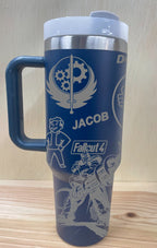 Fall Out Personalized 40 oz Stainless Steel Tumbler with Handle, Lid, and Straw | Stanley Dupe