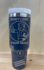 Fall Out Personalized 40 oz Stainless Steel Tumbler with Handle, Lid, and Straw | Stanley Dupe