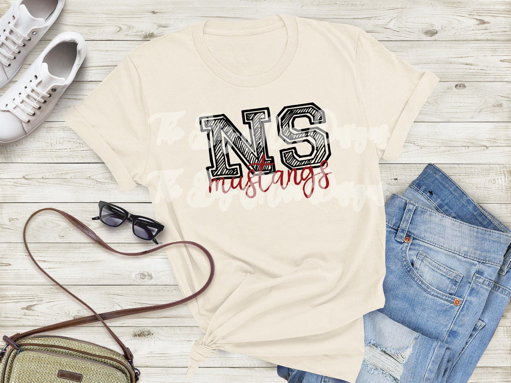 NS Mustangs Ready-to-Press DTF Transfer for T-Shirts | Perfect for Back to School | School Spirit Transfer