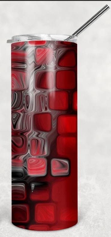 Red and Black 2 Personalized 20 oz skinny Tumbler
