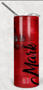 Red and Black 2 Personalized 20 oz skinny Tumbler