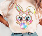 Glitter Easter Bunny Coquette DTF Transfer | Ready-to-Press