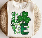 Celebrate St. Patrick’s Day with this adorable "Love" DTF transfer featuring a shamrock as the O in the word “Love”! This festive green design combines the spirit of the holiday with the cuteness of a shamrock, making it perfect for creating lucky St. Patrick's Day outfits. Whether you're heading to a celebration or just want to add a little festive charm to your wardrobe, this ready-to-press DTF transfer is the perfect way to bring some luck and love into your day! on white sw