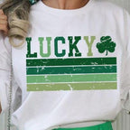 Lucky Shamrock Stripes DTF Transfer | St. Patrick's Day Shirt Print