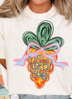 Hop into the Easter spirit with this adorable Coquette Carrot design! Featuring a brushstroke carrot that says Happy Easter with a charming coquette bow, this transfer is the perfect way to add some sweetness and playful charm to your Easter wardrobe. The design captures the joy of Easter with a delicate, whimsical touch, making it ideal for  the holiday. Whether you're crafting a shirt for yourself, a gift, or a special event, this design is sure to bring smiles and lots of Easter cheer!