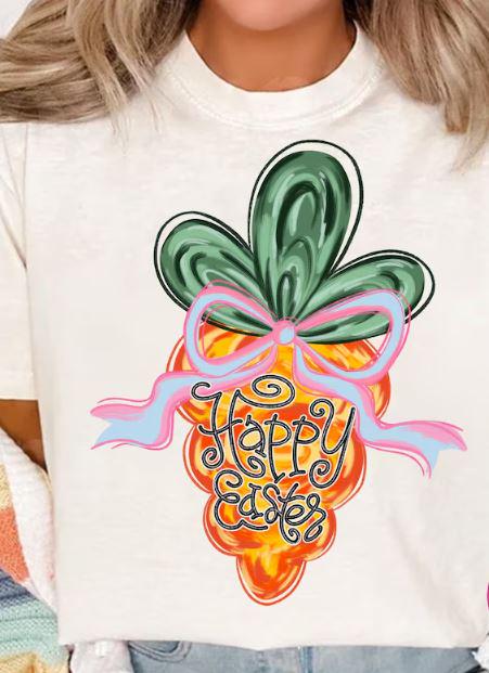 Hop into the Easter spirit with this adorable Coquette Carrot design! Featuring a brushstroke carrot that says Happy Easter with a charming coquette bow, this transfer is the perfect way to add some sweetness and playful charm to your Easter wardrobe. The design captures the joy of Easter with a delicate, whimsical touch, making it ideal for  the holiday. Whether you're crafting a shirt for yourself, a gift, or a special event, this design is sure to bring smiles and lots of Easter cheer!