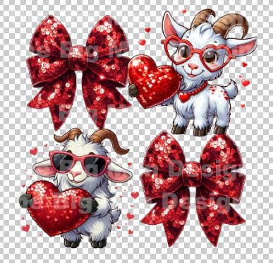 XOXO Goat Coquette Valentines Download | PNG File | Galentines Day
