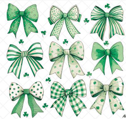 Retro Coquette St. Patrick's Day DTF Transfer | Irish Bows