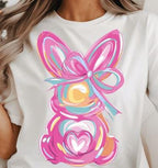 Happy Easter Coquette Flowers DTF Transfer | Ready-to-Press Easter Shirt Print | Pastel Bunny Bow Design