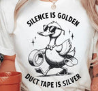 Funny Duck Duct Tape DTF Transfer, Sarcastic Humor, Ready-to-Press