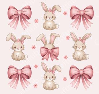 Vintage Easter Bunny DTF Transfer – Coquette Bow Shirt Print