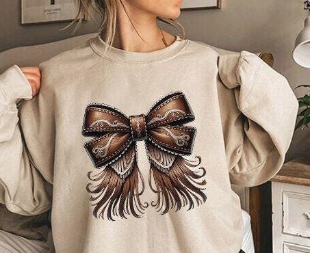 Western Cowgirl Brown Bow DTF Transfer | Rodeo Shirt Print