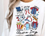 Step up your game day look with this Retro Baseball Game Day DTF Transfer! Featuring a vintage-inspired design, this transfer is perfect for creating trendy baseball shirts, sweatshirts, and more. Just press and go—no weeding required! close up