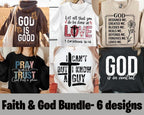 God & Faith DTF Bundle – 6 Inspirational Direct-to-Film Transfers | 6-Pack Ready to Press Heat Transfers