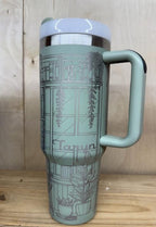 Book Lovers Library Inspired Engraved 40 oz Tumbler | Inspired Stanley Dupe Inspired Stainless Steel Tumbler with Handle, Lid, and Straw