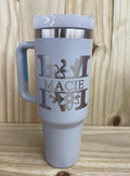 Personalized 40 oz Stainless Steel Tumbler with Handle, Lid, and Straw | Stanley Dupe
