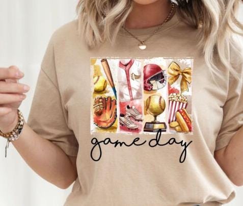 Step up your game day look with this Retro Softball Game Day DTF Transfer! Featuring a vintage-inspired design, this transfer is perfect for creating trendy baseball shirts, sweatshirts, and more. Just press and go—no weeding required! close up