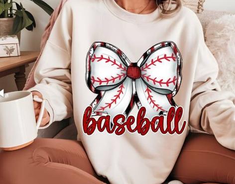 Baseball Bow DTF Transfer | Retro Hand Lettered Design