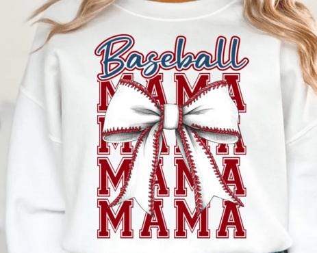 Baseball Mama Coquette Bow DTF Transfer | Vintage Sports Graphic