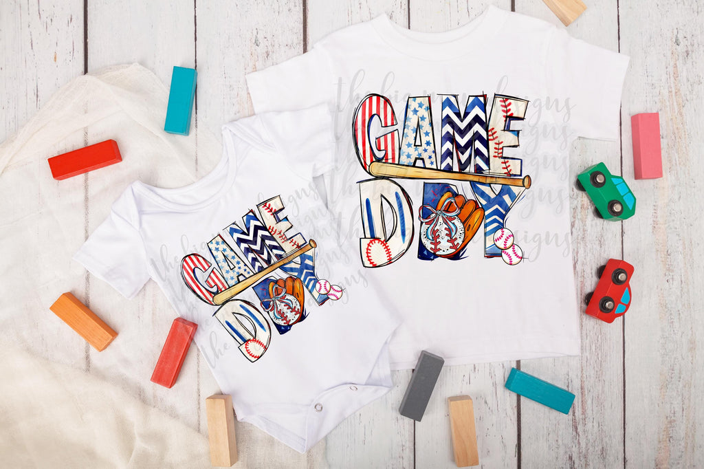 Game Day Baseball Baby Onesie | Brother/Sister Matching Outfit