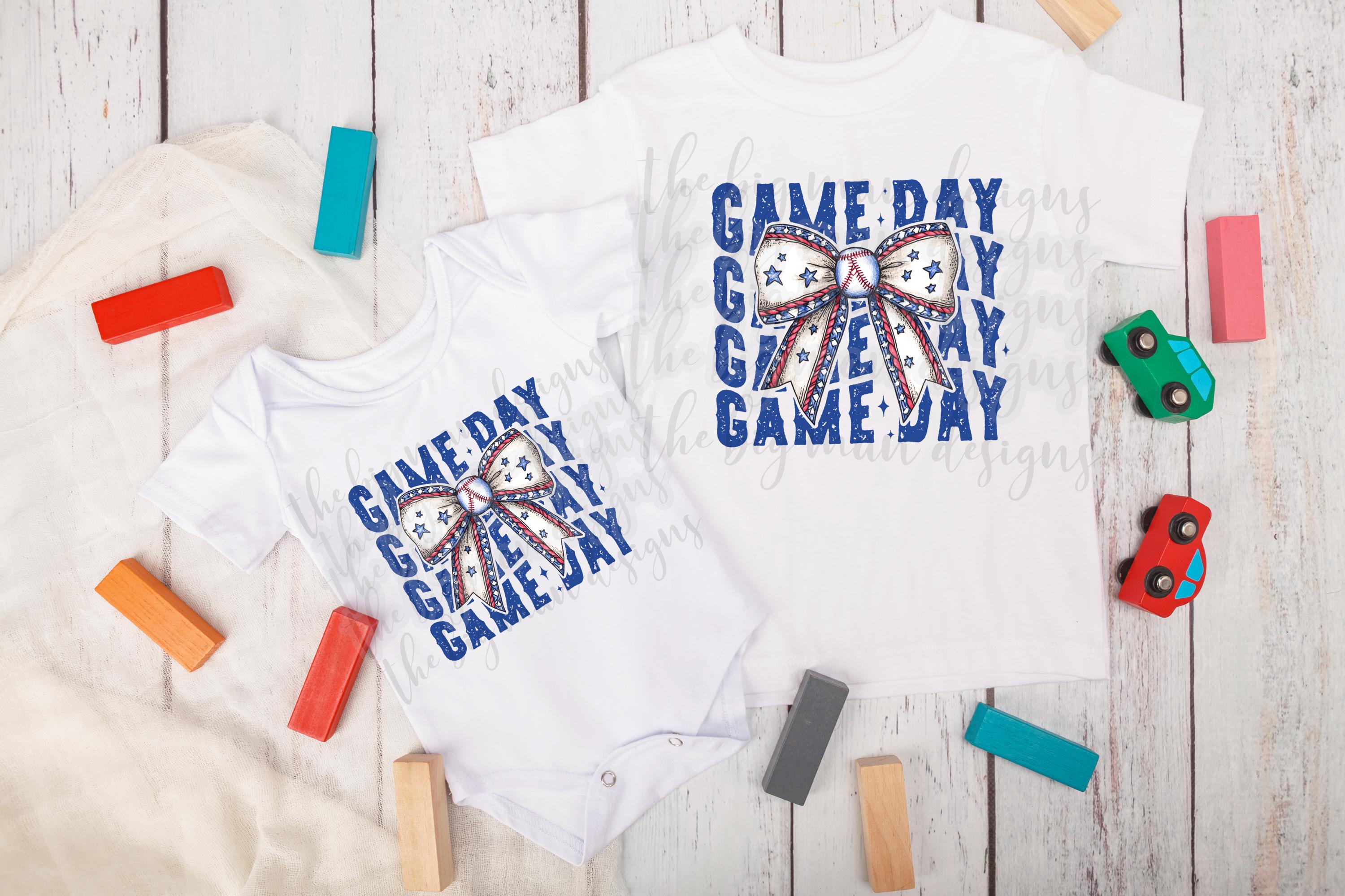 Game Day Coquette Bow Stars Baseball| Onesie Toddler Tshirt | Baseball Brother Onesie| Baseball Onesie| Baseball Toddler| Baseball Baby