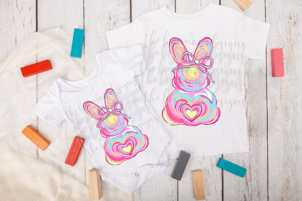 Easter Bunny Baby Onesie with Hand Painted Brushstroke Design