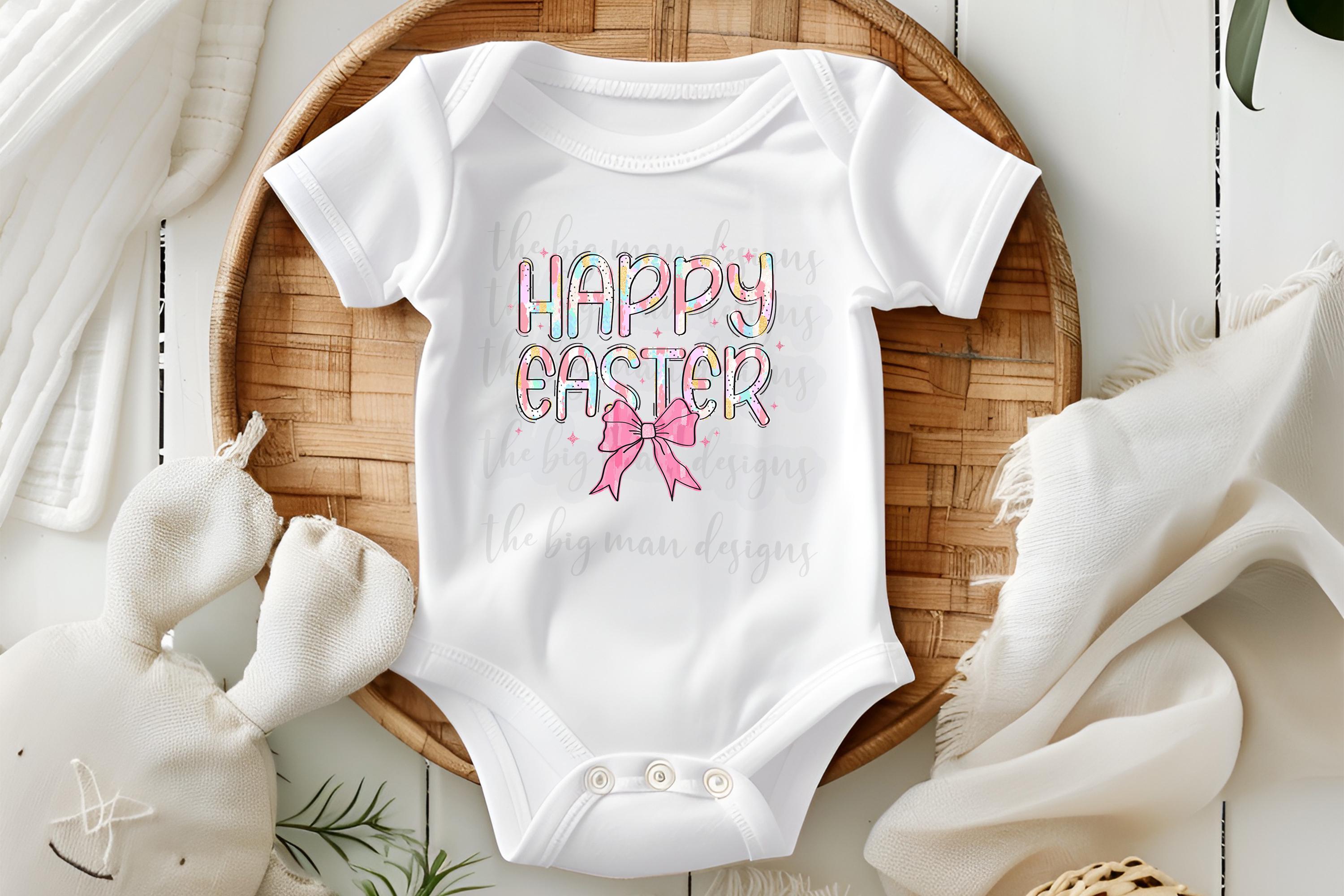 Happy Easter Coquette Bow Baby Bodysuit| Onesie | Toddler T-shirt| baby girl Easter outfit| baby boy Easter outfit
