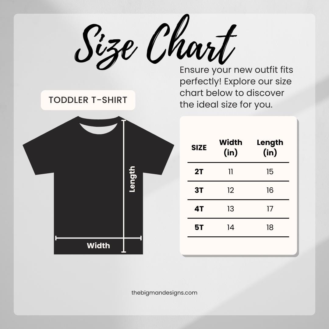 Sizing guide for toddler shirts