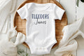 Personalized custom name onesie. Handwritten first and middle name. Available in 10 different color Gerber onesies. Great baby shower gift or baby announcement.