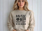 Music and Beer that's why I am here. We offer this as a dye sublimation on grey or DTF on all other colors. The Big Man Designs; available in a sweatshirt or tshirt