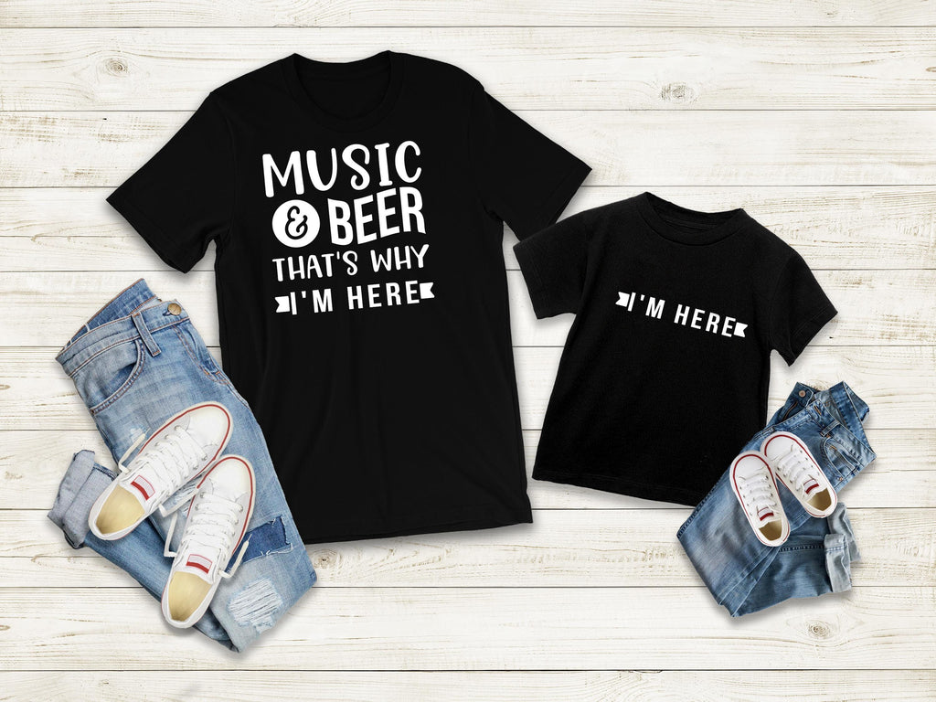 Music and Beer that's why I am here. We offer this as a dye sublimation on grey or DTF on all other colors. The Big Man Designs; available in a sweatshirt or tshirt