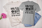 Music and Beer that's why I am here. We offer this as a dye sublimation on grey or DTF on all other colors. The Big Man Designs; available in a sweatshirt or tshirt