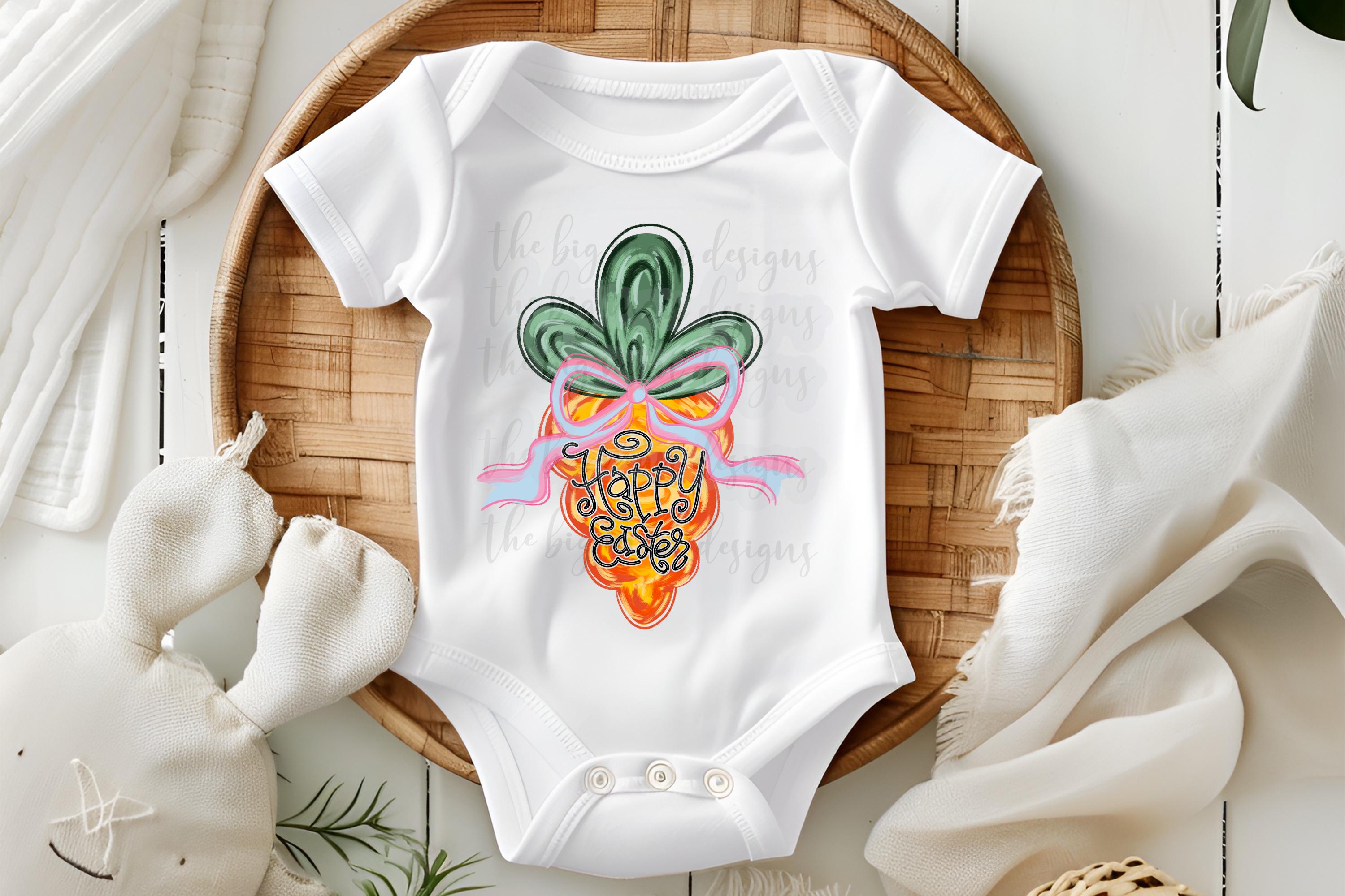 Hop into the Easter spirit with this adorable Coquette Carrot design! Featuring a brushstroke carrot that says Happy Easter with a charming coquette bow, this transfer is the perfect way to add some sweetness and playful charm to your Easter wardrobe. The design captures the joy of Easter with a delicate, whimsical touch, making it ideal for  the holiday. Whether you're crafting a shirt for yourself, a gift, or a special event, this design is sure to bring smiles. Perfect for a onesie!