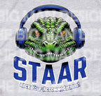 Get ready to rock testing season with this high-quality DTF transfer featuring a gator head wearing headphones and the phrase STAAR Rock Your Accommodations! Perfect for teachers, administrators, and school staff, this ready-to-press transfer makes it easy to create custom shirts for testing season!