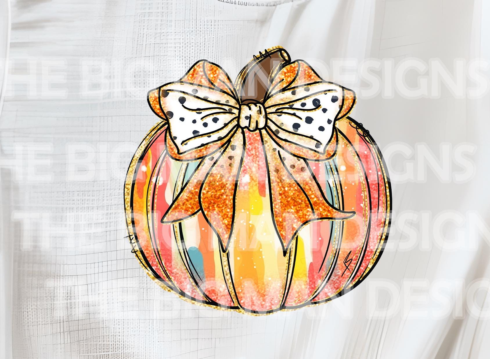 Brushstroke Pumpkin DTF Transfer | Faux Glitter Coquette Bow | Fall Aesthetic Heat Transfer 🎃✨
Get ready for fall with this trendy Brushstroke Pumpkin DTF transfer! Featuring a delicate coquette bow with a faux glitter effect, this heat transfer is perfect for creating your own stylish autumn tees, sweatshirts, and more!