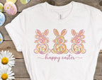 Brushstroke Easter Bunny DTF Transfer – Coquette Bunny Bow Shirt Print