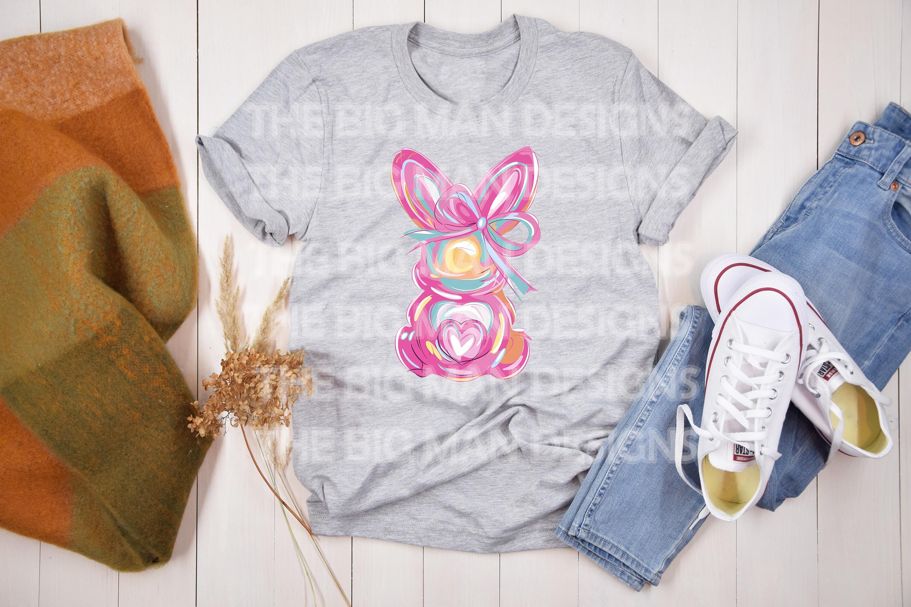 Happy Easter Coquette Flowers DTF Transfer | Ready-to-Press Easter Shirt Print | Pastel Bunny Bow Design