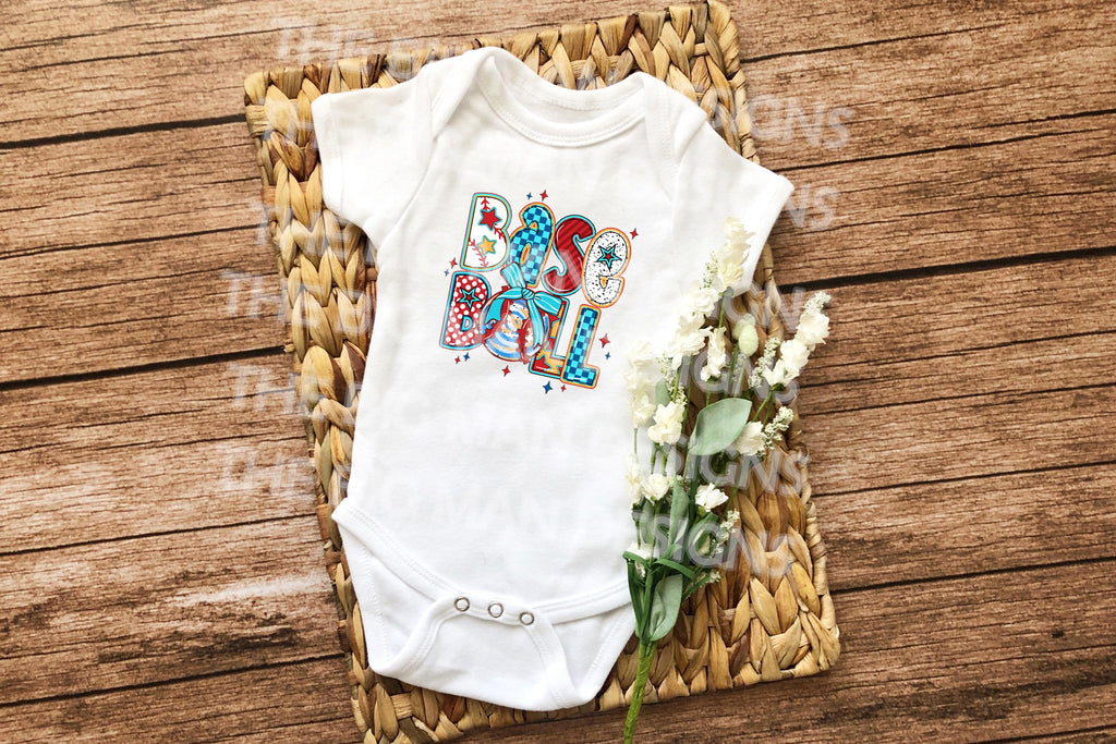 Step up your game day look with this Retro Baseball Game Day DTF Transfer! Featuring a vintage-inspired design, this transfer is perfect for creating trendy baseball shirts, sweatshirts, and more. Just press and go—no weeding required! on a onesie
