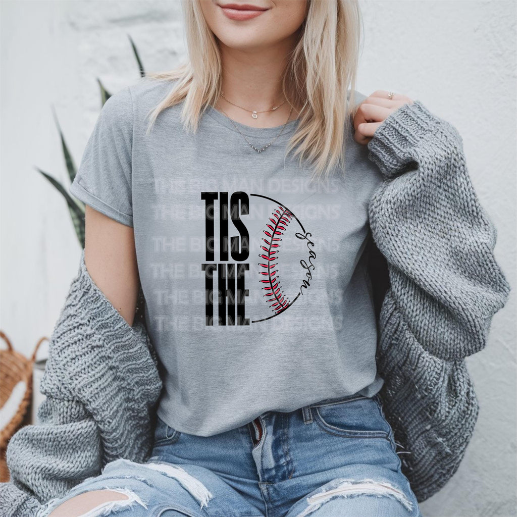 Step up your game day look with this Tis the Season Retro Baseball Game Day DTF Transfer! Featuring a vintage-inspired design, this transfer is perfect for creating trendy baseball shirts, sweatshirts, and more. Just press and go—no weeding required! on grey