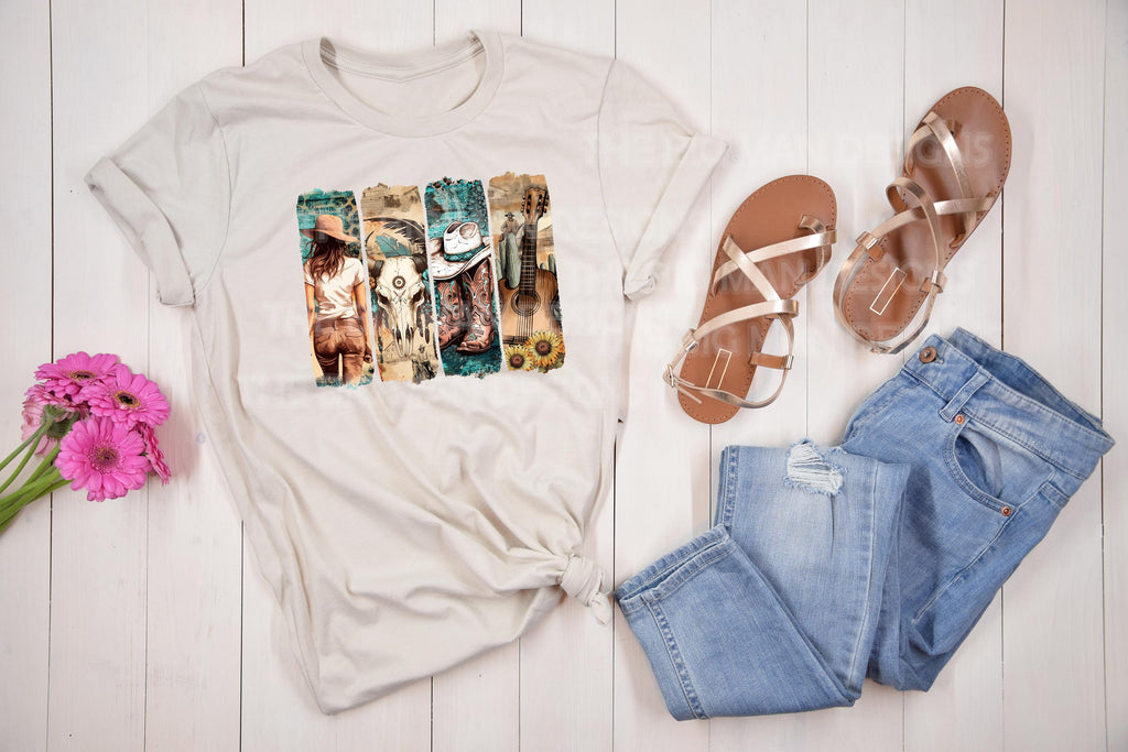 Western Cowgirl Brushstroke DTF Transfer | Ready-to-Press Shirt Print
