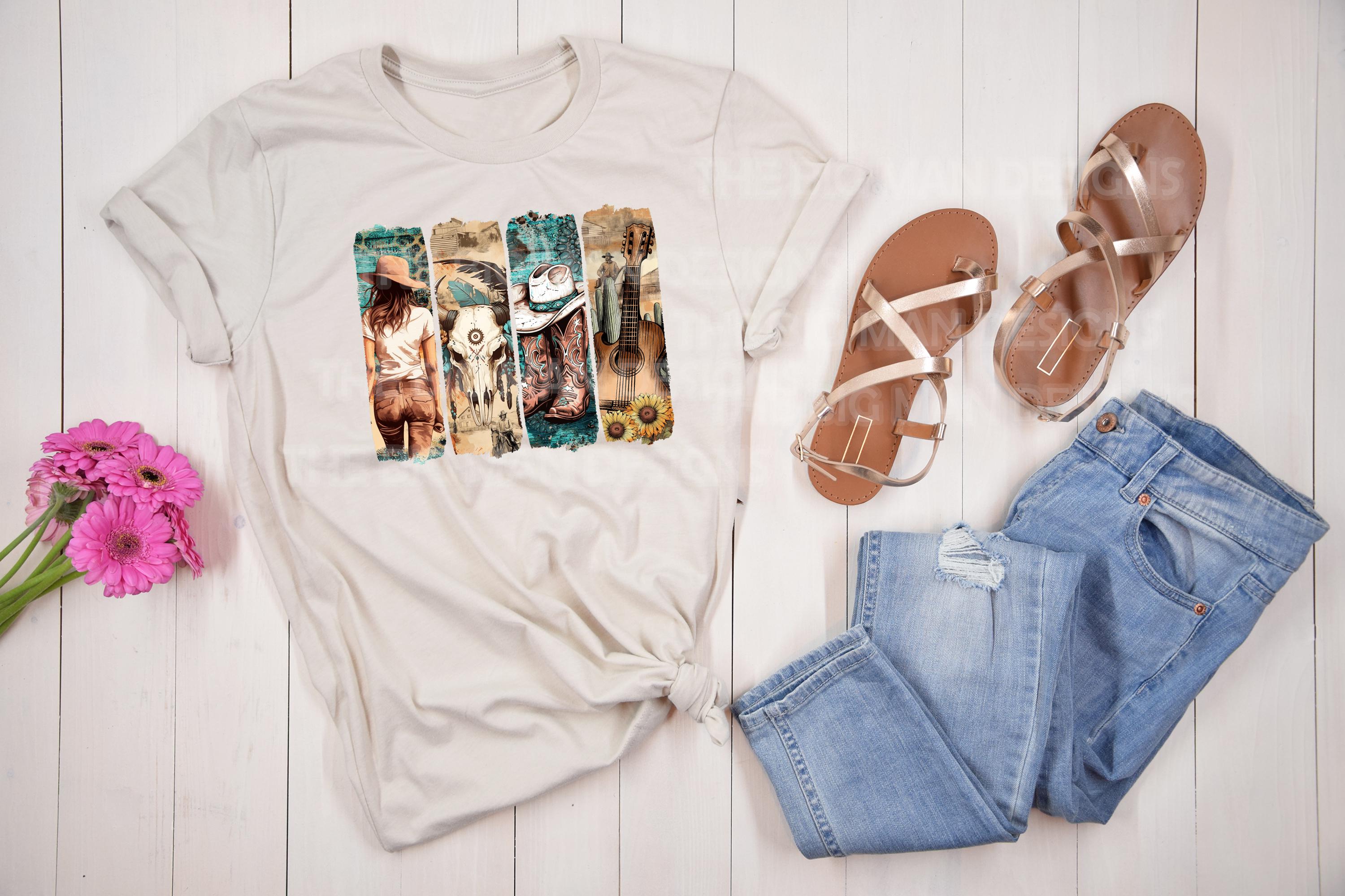 Western Cowgirl Brushstroke DTF Transfer | Ready-to-Press Shirt Print