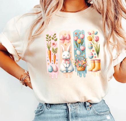 Retro Easter Bunny DTF Transfer – Brushstroke Rabbit T-Shirt Print