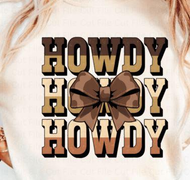 Howdy Cowgirl DTF Transfer | Western Coquette Bow Print