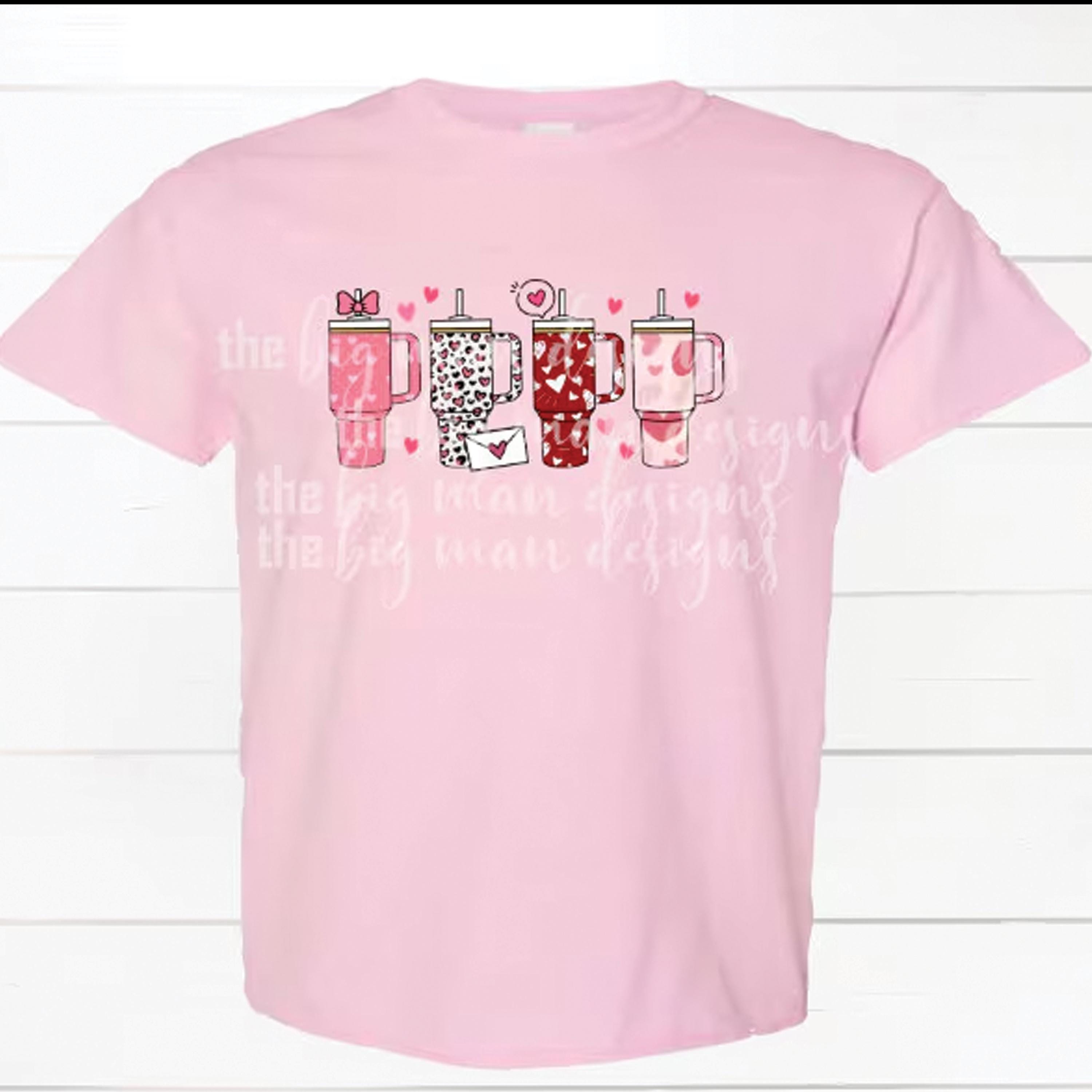 Tumbler Hearts Valentines Day T-Shirt | Softstyle Unisex Fit