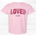 Loved John 3:16 Faux Glitter and Embroidery Valentines Day T-Shirt | Faux Glitter Valentines day shirt | Valentine t shirt