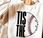 Step up your game day look with this Tis the Season Retro Baseball Game Day DTF Transfer! Featuring a vintage-inspired design, this transfer is perfect for creating trendy baseball shirts, sweatshirts, and more. Just press and go—no weeding required! close up